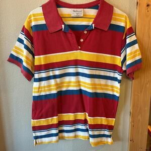 Vintage westbound red and yellow striped polo shirt Size Medium